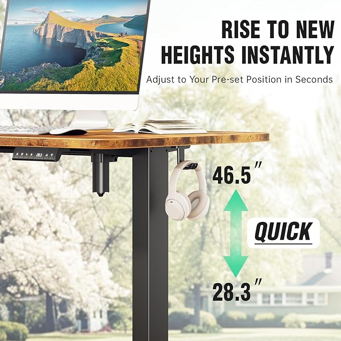 Veken 47.2" Standing Desk, Adjustable Height Office Desk - Image 8