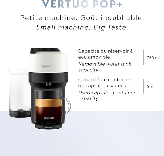 Nespresso Vertuo Pop+ Coffee and Espresso Maker by Breville, Coconut White - Image 7