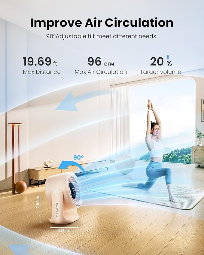 Gaiatop Desk Fan with Touch Control, 4000mAh Battery, 5 Speeds Ultra Quiet - Image 9