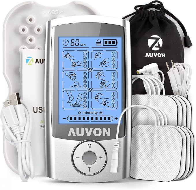 AUVON Rechargeable TENS Unit Muscle Stimulator, 24 Modes 4th Gen TENS Machine by AUVON