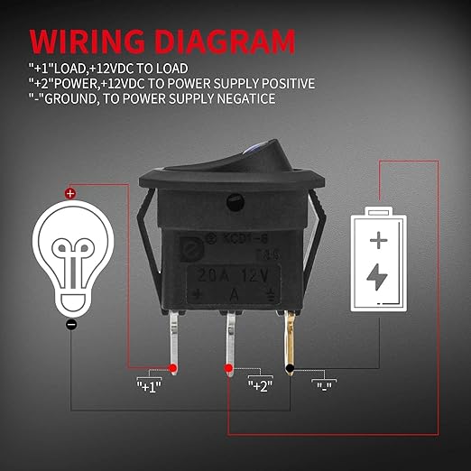 DaierTek Round Rocker Switch Shell 12V Lighted 3 Pin - Image 6
