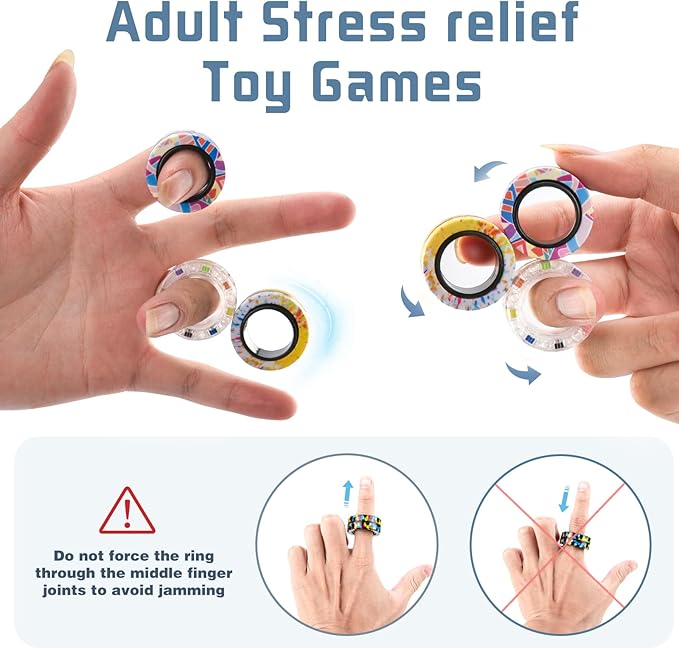 12Pcs Magnetic Adults Fidget Toys Rings, Stocking Stuffers - Image 6