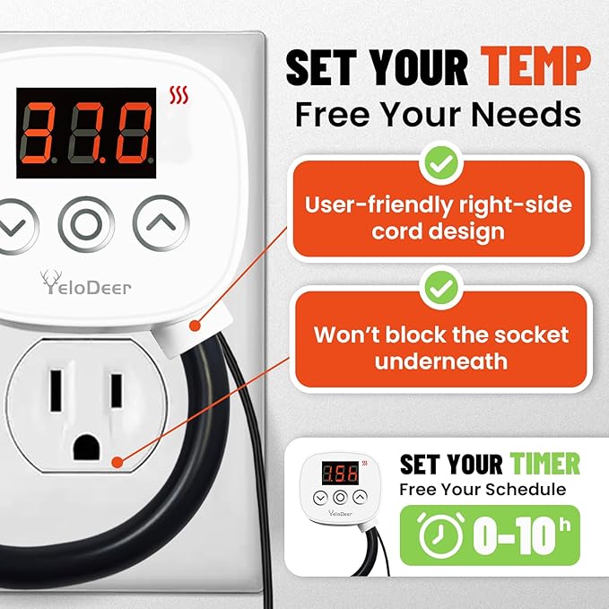 YeloDeer Digital Temperature Controller Outlet, Plug in Thermostat Switch - Image 6