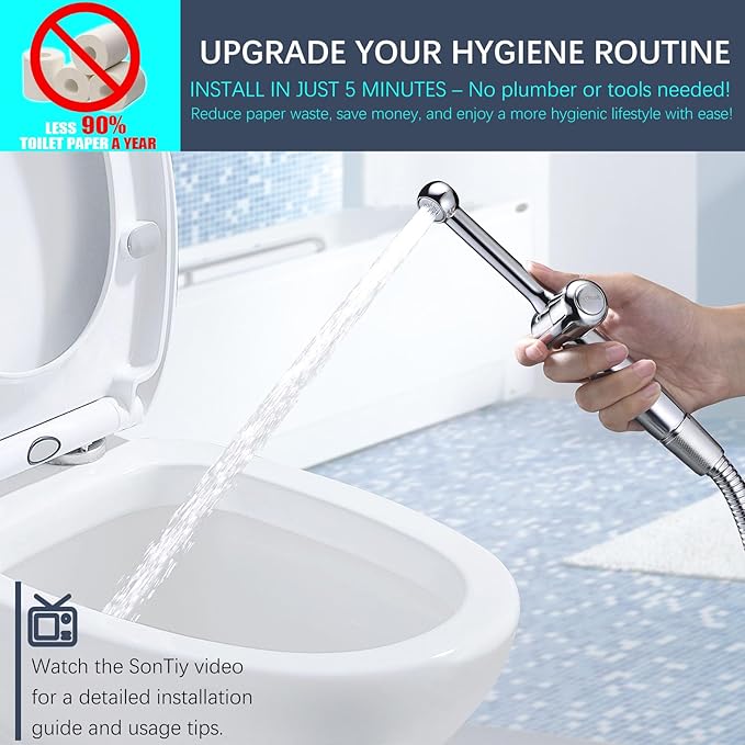 SonTiy Handheld Bidet Sprayer for Toilet, Adjustable Water Pressure Control - Image 2