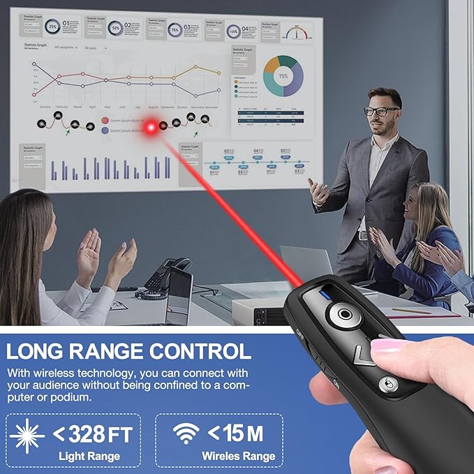 Air Mouse 2-in-1 USB Type C Presentation Clicker Wireless Presenter Remote - Image 7
