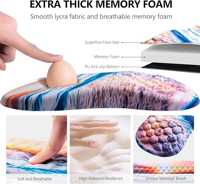 Mouse Pad Wrist Support, Laokiiy 2 in1 Keyboard Wrist Rest+ Ergonomic Mouse Pad - Image 3