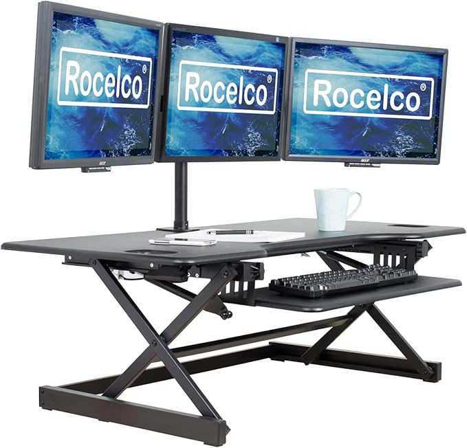 Rocelco 46" Large Height Adjustable Standing Desk Converter by Rocelco