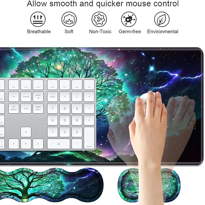 4 in 1 Ergonomic Keyboard Wrist Rest & Mouse Pad Wrist Rest Set, Large XXL - Image 3