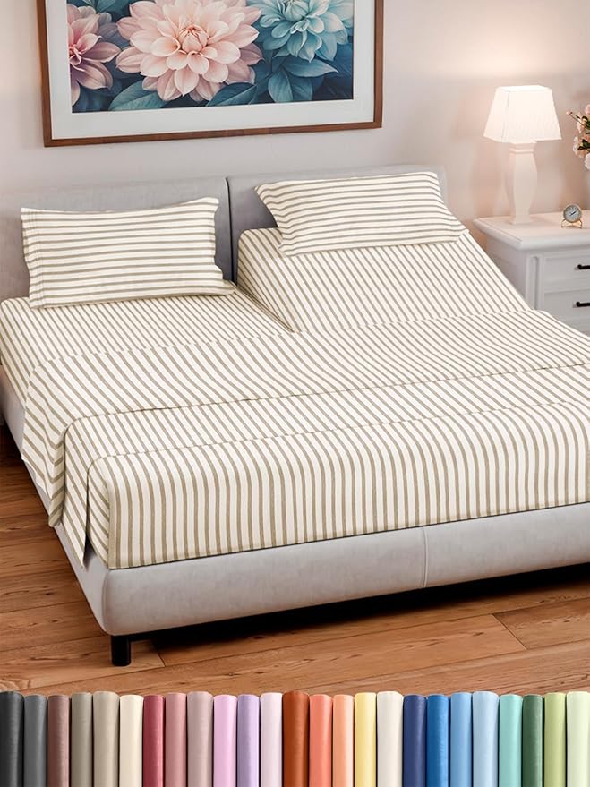 Split Head King Sheet Set – 4 Piece Flex Split Top King Sheets by CGKUnlimited