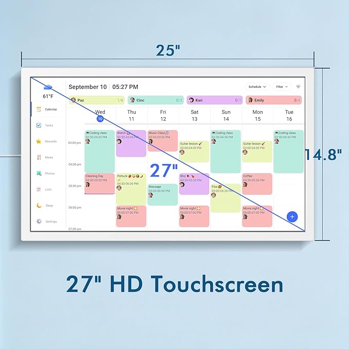 27 Inch Smart Digital Calendar Max, Wall Mountable Electronic Family Planner - Image 8