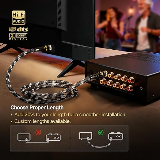 TODN Audiophile Digital Coaxial Cable HiFi SPDIF Coax Audio Cable 75-Ohm RCA - Image 4