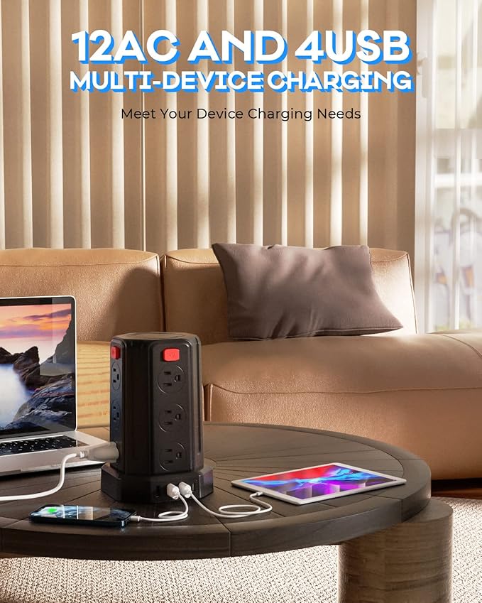 Power Strip Surge Protector, 10 Ft Extension Cord - Image 7