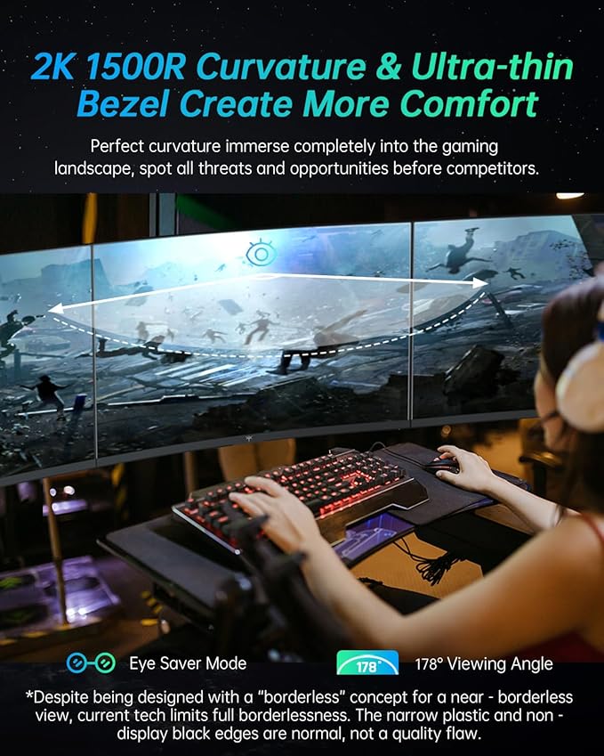 KTC 27 inch Gaming Monitor, 1440P Curved Monitor, FreeSync/G-Sync Compatible - Image 3