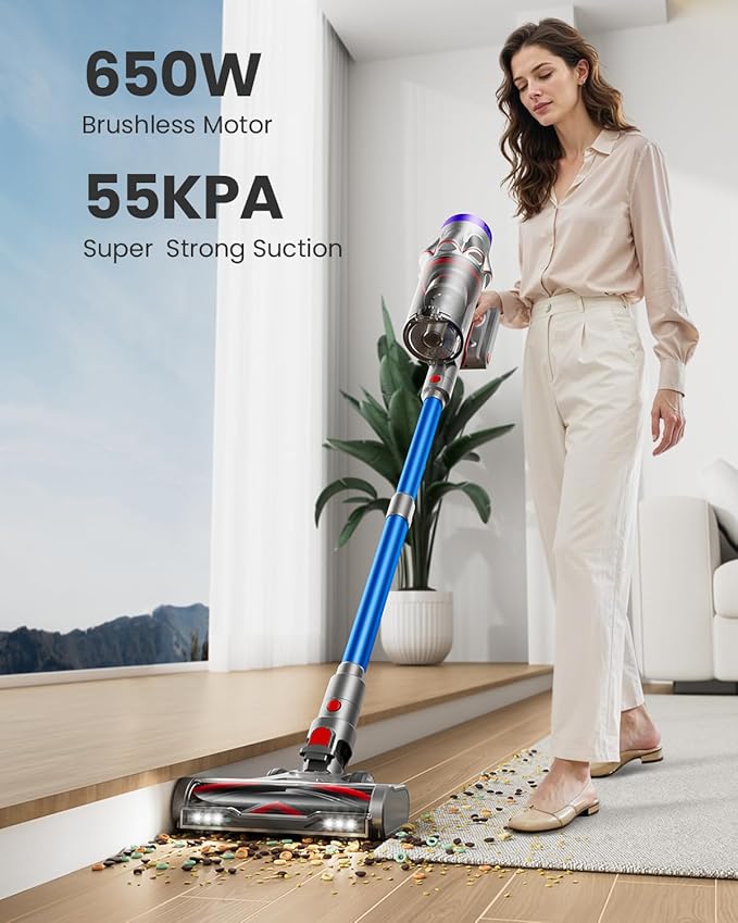 Cordless Vacuum Cleaner, 55KPa 650W 70Mins Vacuum Cleaner - Image 2