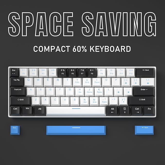 Camiysn 60% Mechanical Gaming Keyboard, Mixed Color Keycaps Gaming Keyboard - Image 3