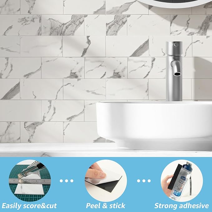 Art3d 102-Piece Faux Stone Peel and Stick Backsplash Tile, Waterproof Thick PVC - Image 4