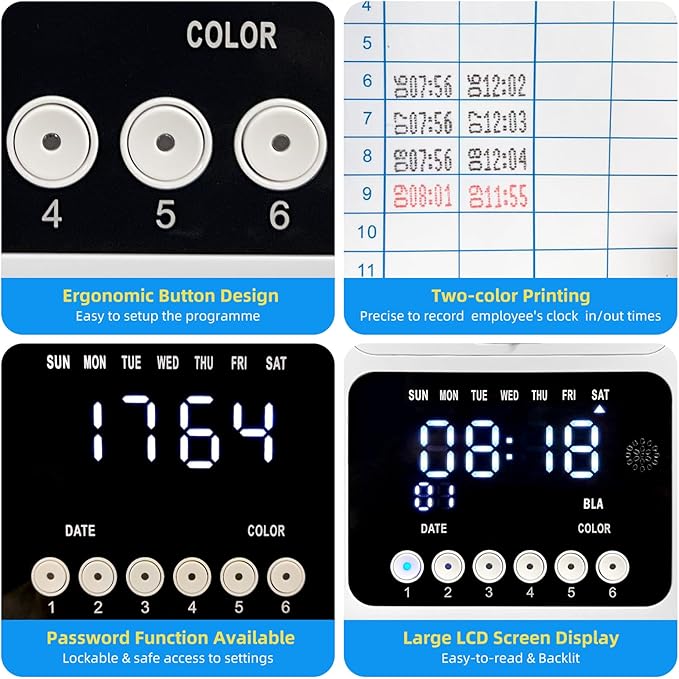 Time Clock with Passcode, Auto-Align Time Clocks - Image 3