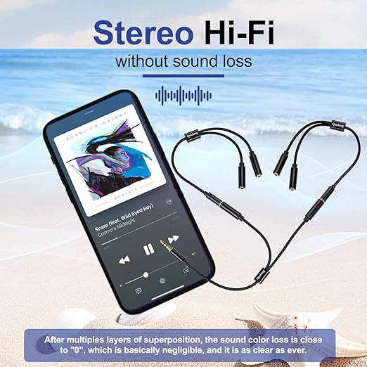 Quelong 5Pcs Headphone Splitter, Dual Headphone Nylon Braided Extension Cable - Image 3