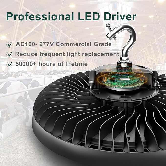 ACOHOOK 500W LED High Bay Light AC100-277V High Bay LED Light 5000K 75000LM UFO - Image 4