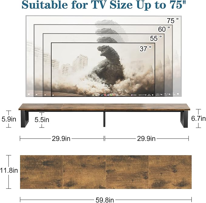 aboxoo 59" Large TV Riser Stand - Image 2