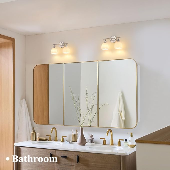 Shenmoyl Bathroom Light Fixtures, 2-Light Vanity Wall Light Over Mirror - Image 2