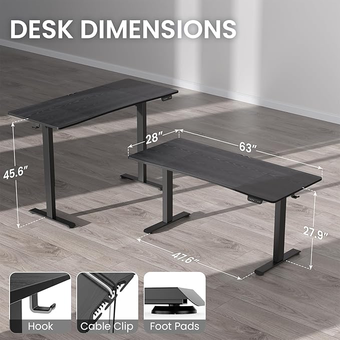 Veken 63 x 28 Inch Electric Standing Desk - Image 3
