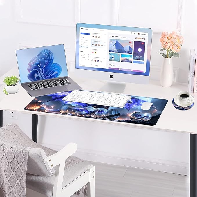 BFUKVOU Large Keyboard Mouse Pad Set, Extended Mouse Pad+Keyboard Wrist Rest - Image 3