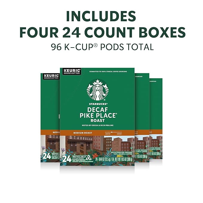 Starbucks K-Cup Coffee Pods, Medium Roast Hot or Iced Coffee, Decaf Pike Place - Image 2