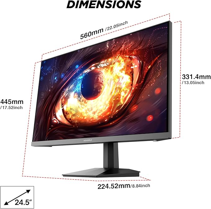 KOORUI 24.5 Inch Gaming Monitor 200Hz, FHD IPS Display, 90% DCI-P3 Color Gamut - Image 8