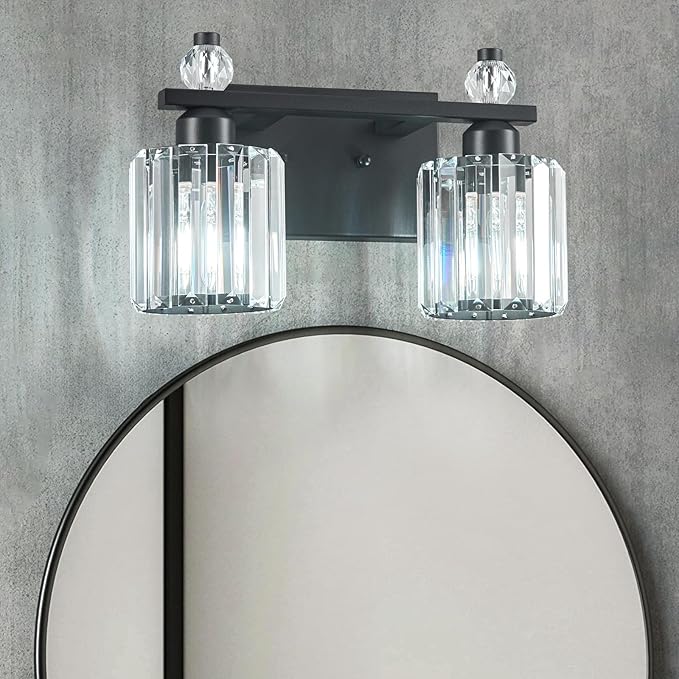 FDPBY Bathroom Vanity Lights 2-Light Sand Black Modern Crystal Vanity Light - Image 7