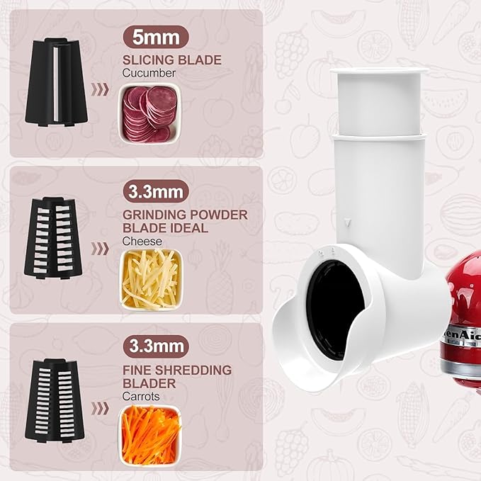 Slicer Shredder Attachments for KitchenAid Stand Mixer Cheese Grater Attachment - Image 5