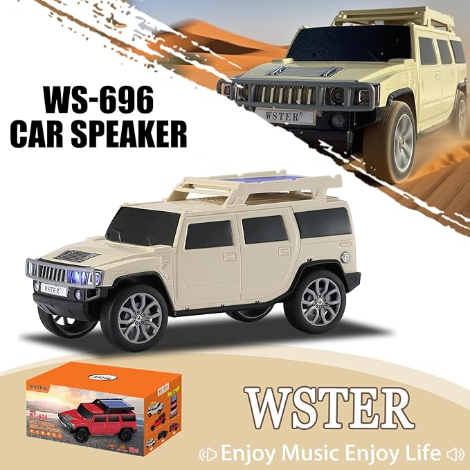 WSTER WS-696 Solar Bluetooth Replica Speaker – Portable Modern Off-Road Car - Image 2
