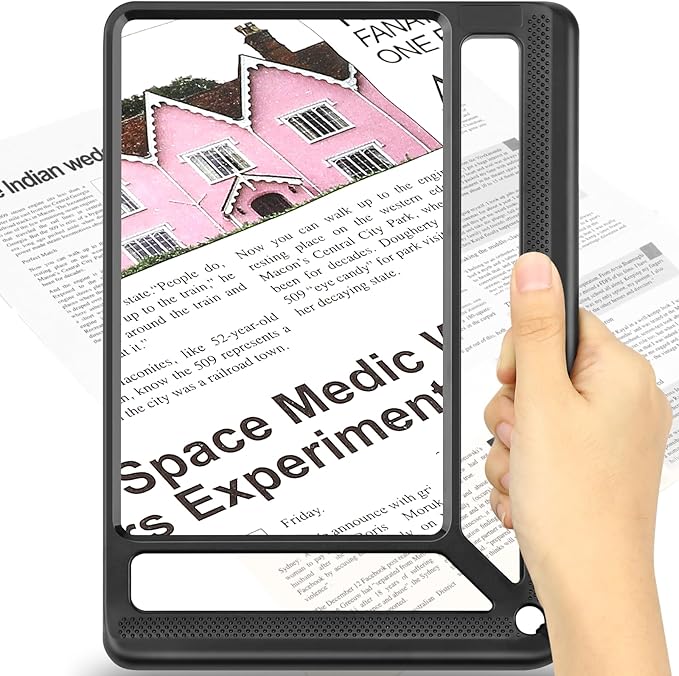 5X Full Page Magnifying Glass for Reading, Lightweight Rectangular Magnifier by AKKYCVS