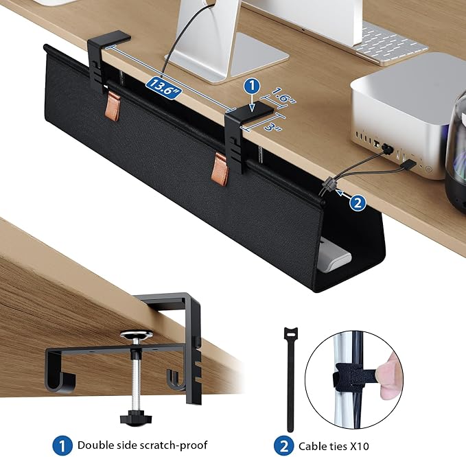 Zilink No Drill Under Desk Cable Management Tray 30" Cord Organizer - Image 3
