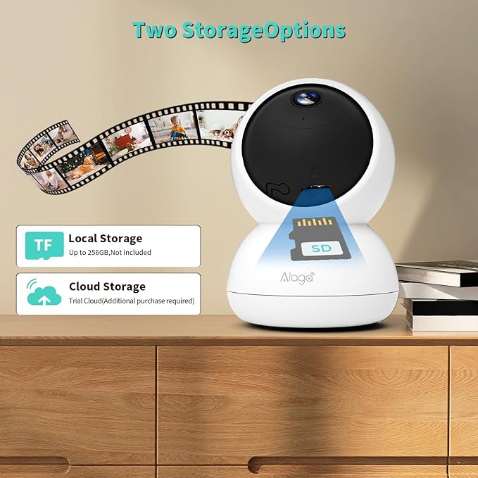 Alaga Indoor Security Camera, 3K 5G and 2.4G WiFi, 360° Pan/Tilt, - Image 8