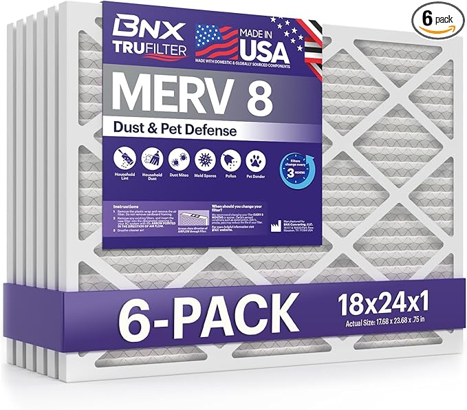 BNX TruFilter 18x24x1 Air Filter MERV 8 by BNX