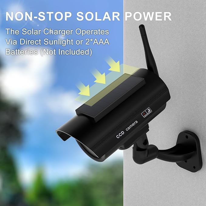 WALI Dummy Fake Camera, Solar Powered Fake Security Camera - Image 4