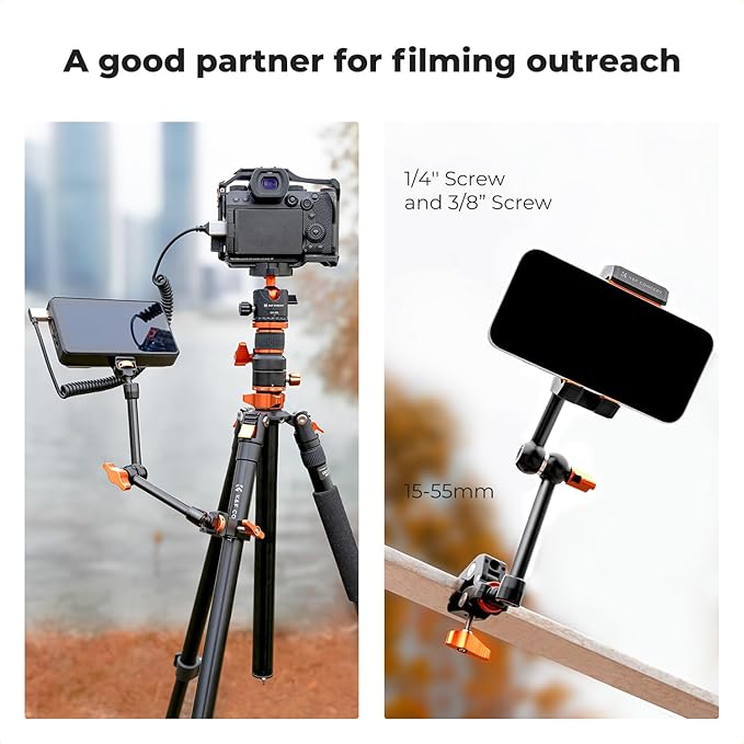 K&F CONCEPT 11" Magic Arm 1/4" Screw 360° Ball Heads Articulating Friction - Image 5