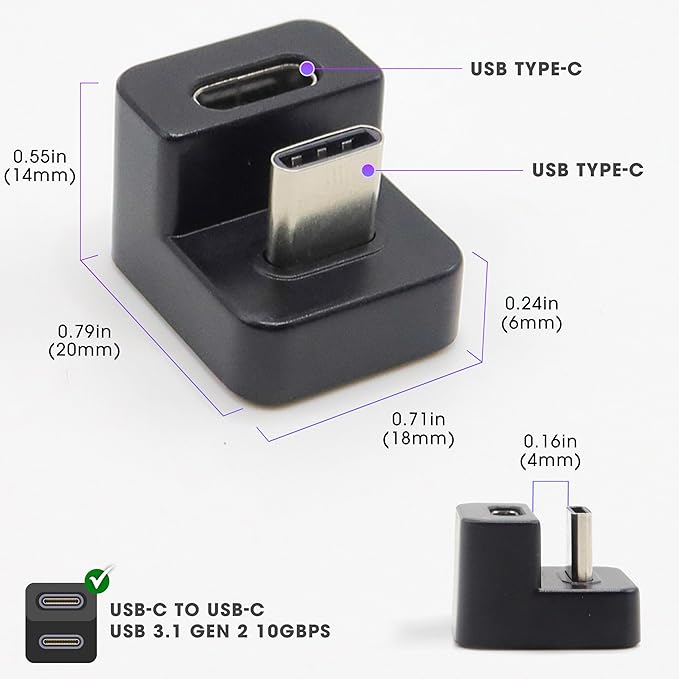 Kado 180 Degree USB Type-C to USB Type-C USB 3.1 Gen 2 10Gbps 60W Charging - Image 2