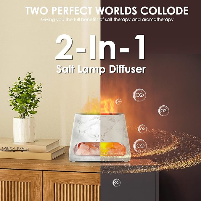 SALKING 2-in-1 Ultrasonic Essential Oil Diffuser & Himalayan Salt Lamp - Image 3