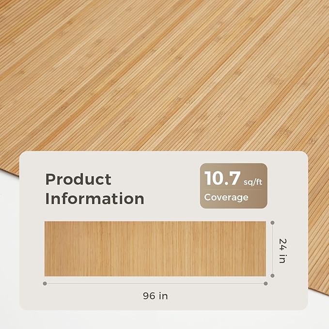 OUZUGIE 1 Pack 96x24 Inch Natural Bamboo Wall Panel – Twinned Carbides Pole - Image 2