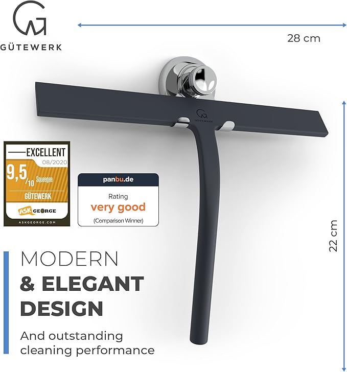GÜTEWERK Shower Squeegee for Glass Doors, Silicone Window Squeegee, Bathroom - Image 3