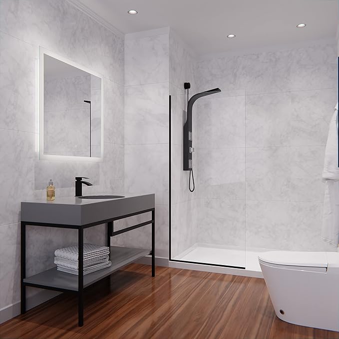 ANZZI 74 X 34 Inch Frameless Fixed Glass Shower Screen Shower Door in Matte - Image 2