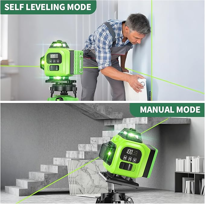 16 Line Laser Level 360 Self Leveling, 4x360°Professional 4D Green Cross Line - Image 2