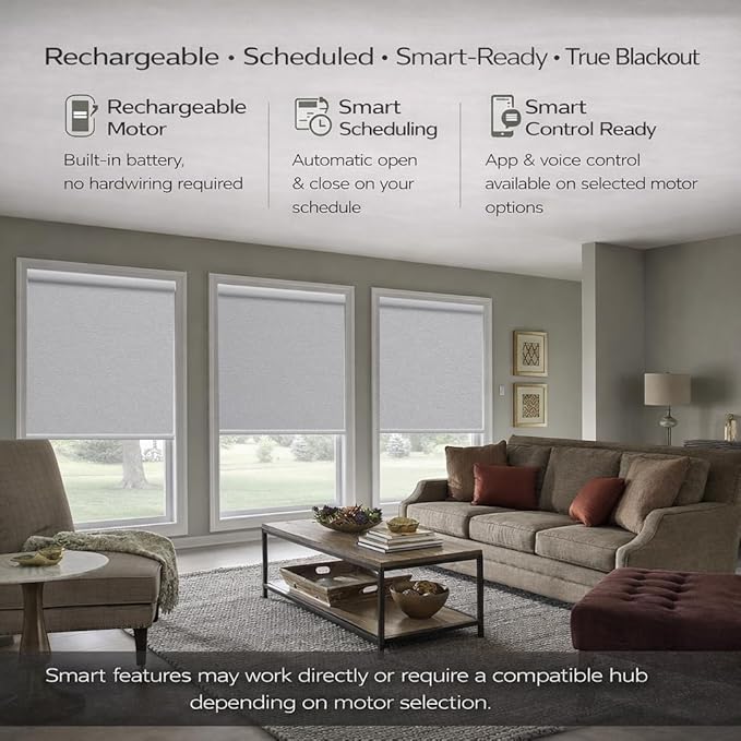 Zshine Motorized Blackout Window Blinds Customize Width Remote Control Wireless - Image 2