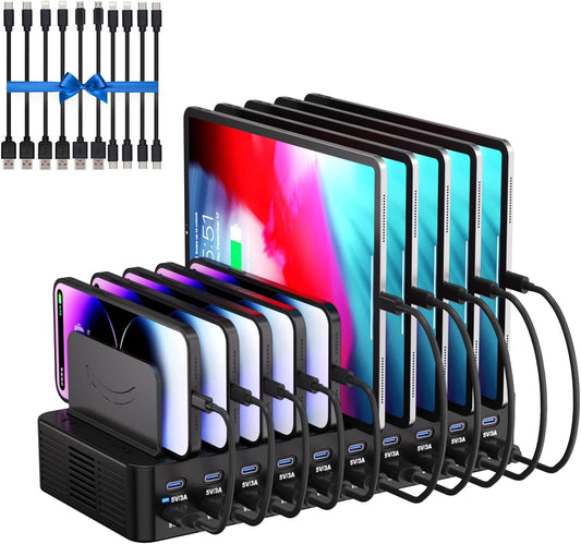 270W Charging Station for Multiple Devices, 20-Port USB Fast Charging Station