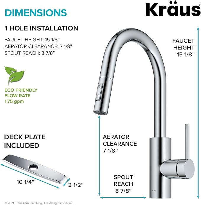 KRAUS Oletto Single Handle Pull Down Kitchen Faucet - Image 5