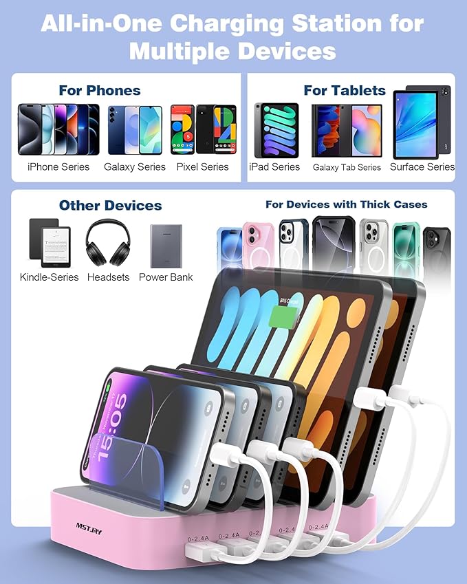 MSTJRY Charging Station for Multiple Devices : 5 Port Multi USB-A Charger - Image 6