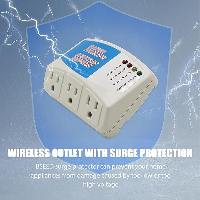 BSEED Surge Protector Home Appliance, 3 Outlet Power Surge Protector, Voltage - Image 2