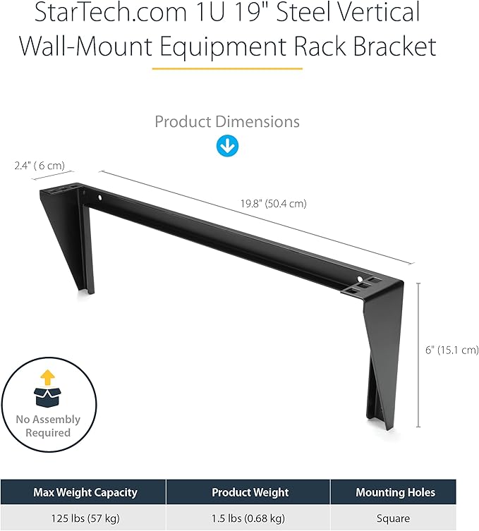 StarTech.com 1U Wall Mount Patch Panel Bracket – 19 in – Steel - Image 3